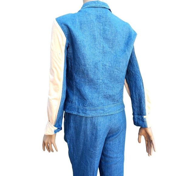 80s Pantsuit Platinum Dorothy Schoelen Light Denim Distressed Made in USA 2 4 - Picture 2 of 16